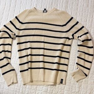 TODD SNYDER - Cream and Black Striped Crewneck Sweater